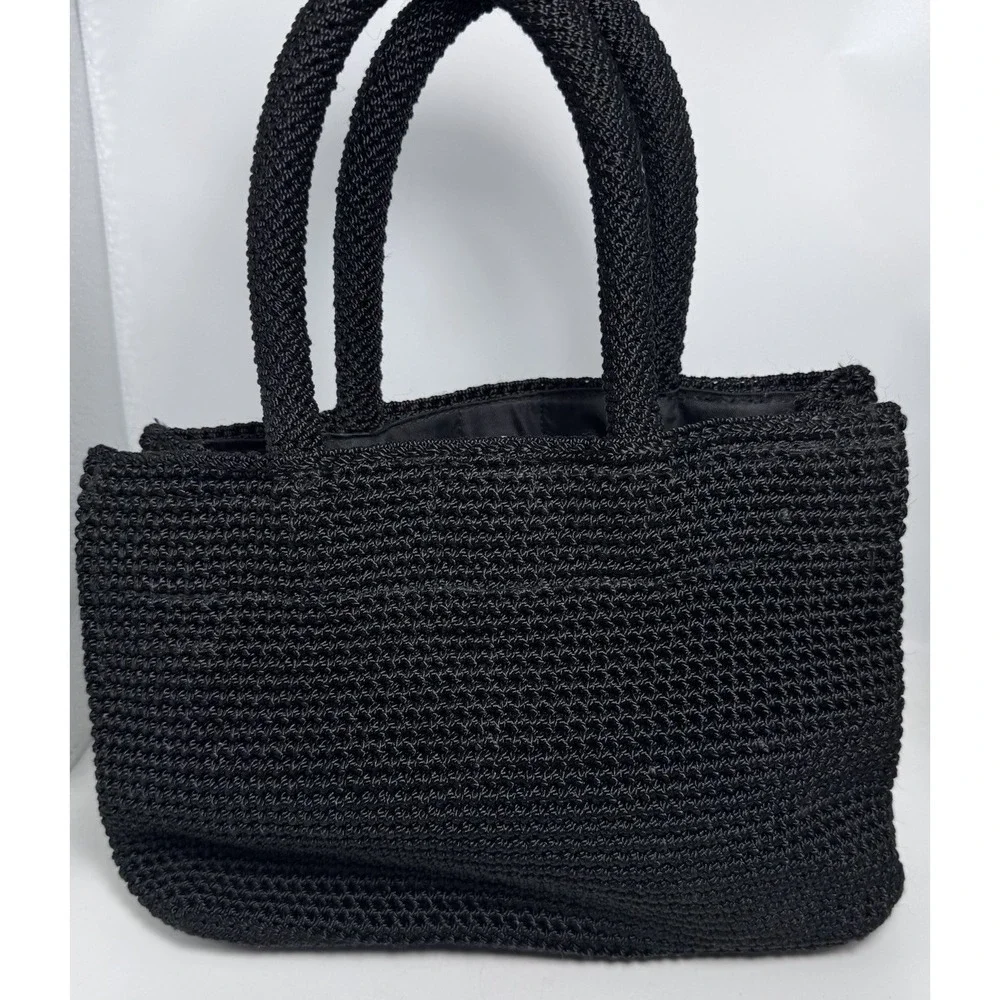 The Sak Crochet Knit Woven Double Handle Handbag Magnetic Closure‎ Purse Vintage